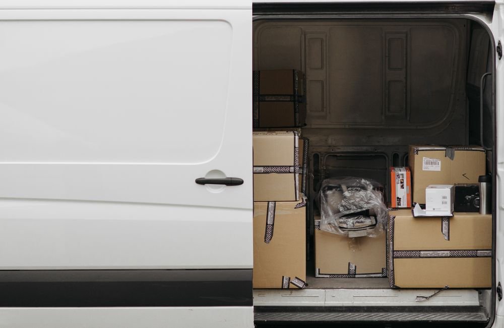 Delivery van loaded with parcels for local same-day delivery